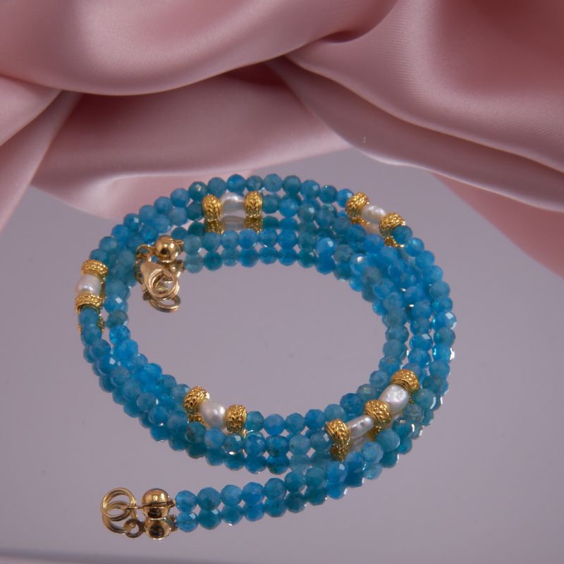 Preview: Apatit Kette blau facettiert